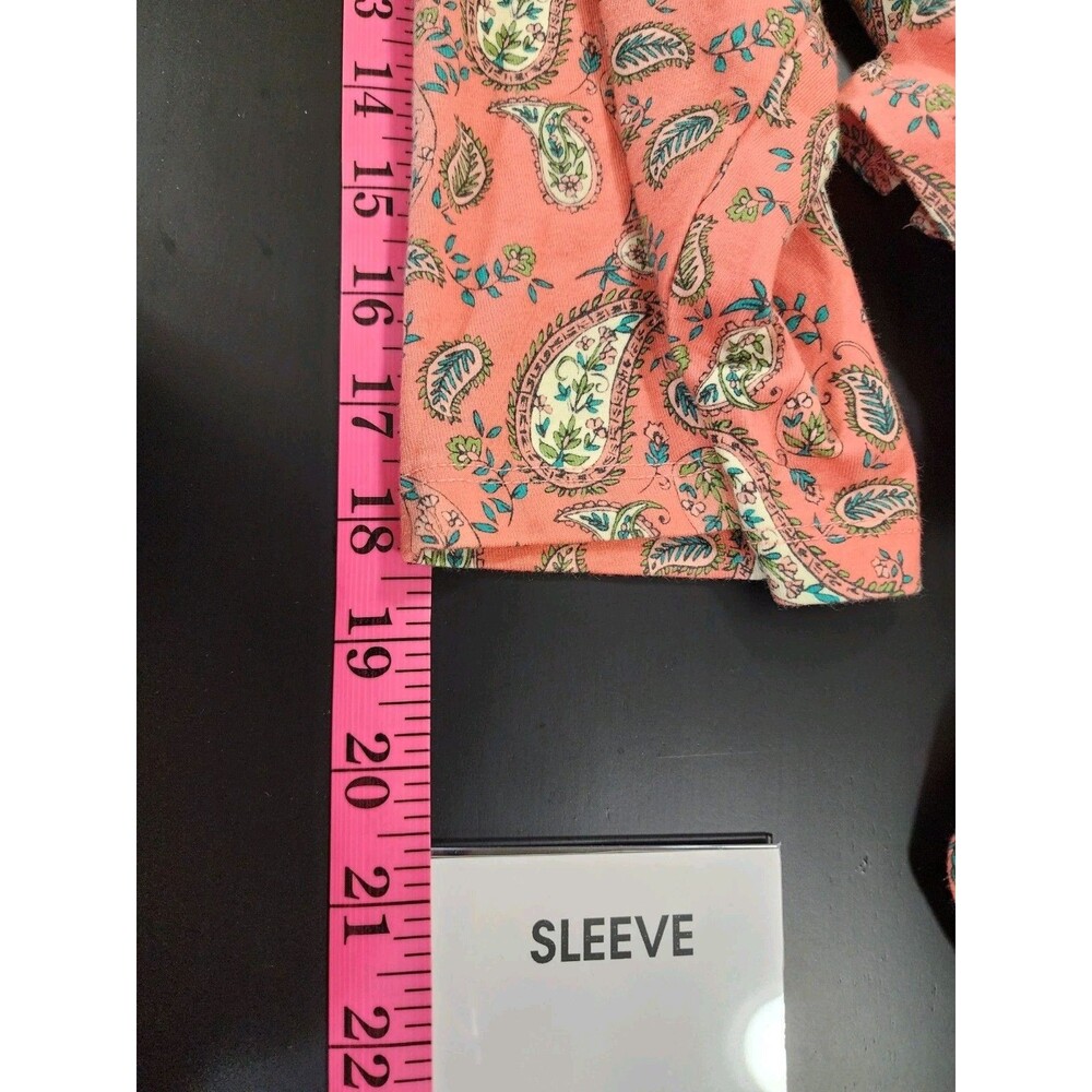 Belle Kim Gravel Womens XL Peach Blouse Paisley Stretchy Boho Cottage Peasant - Picture 14 of 14